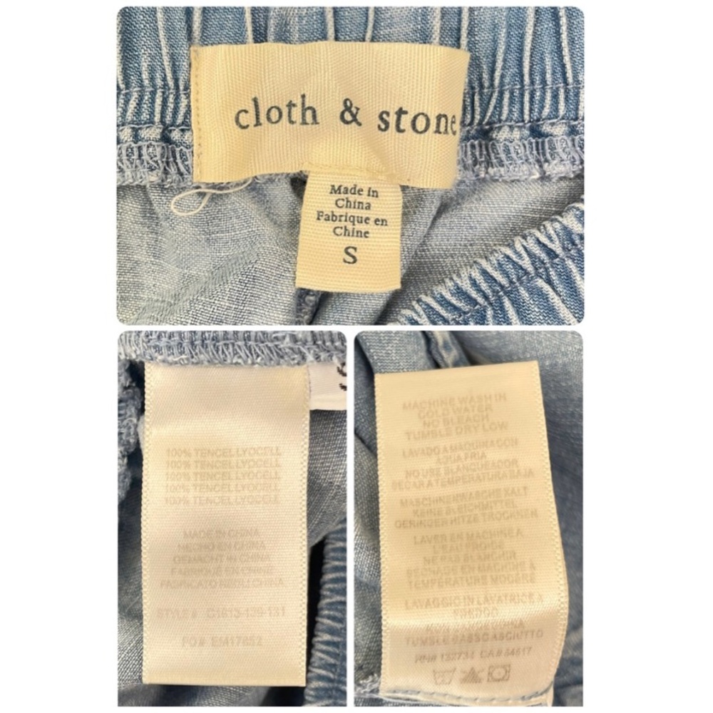 Anthropologie Cloth & Stone Chambray Wide-Leg Split Hem Pull-On Pants Size Small - Picture 11 of 16